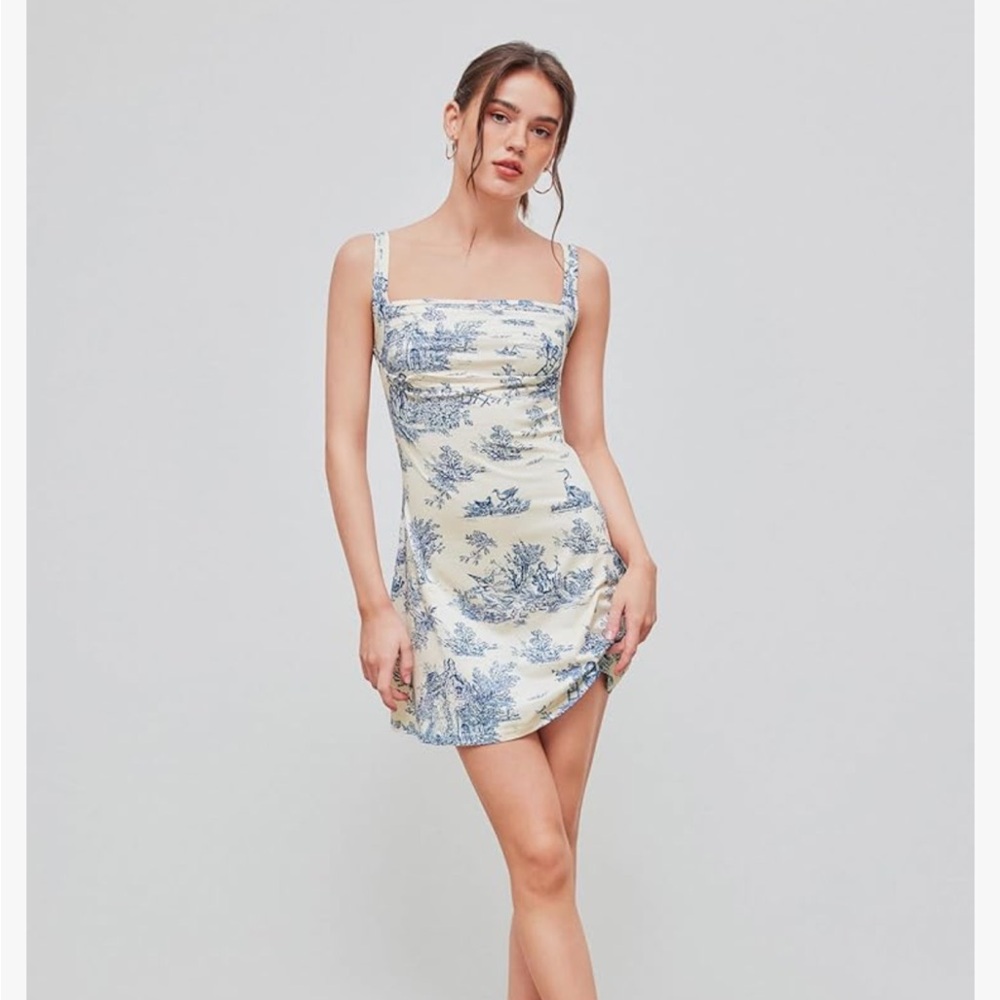Blue and Cream Printed Women's Dress